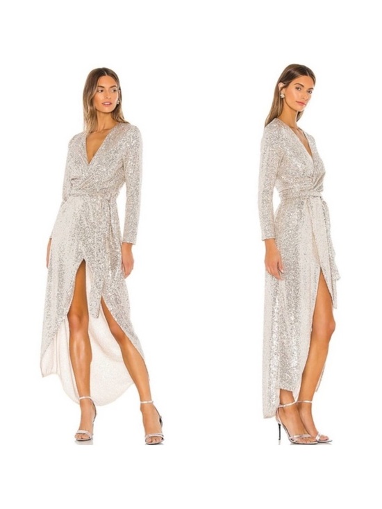 RESA Dresses & Skirts - Resa Cher Maxi Wrap Dress Silver Sequins Excellent Size S